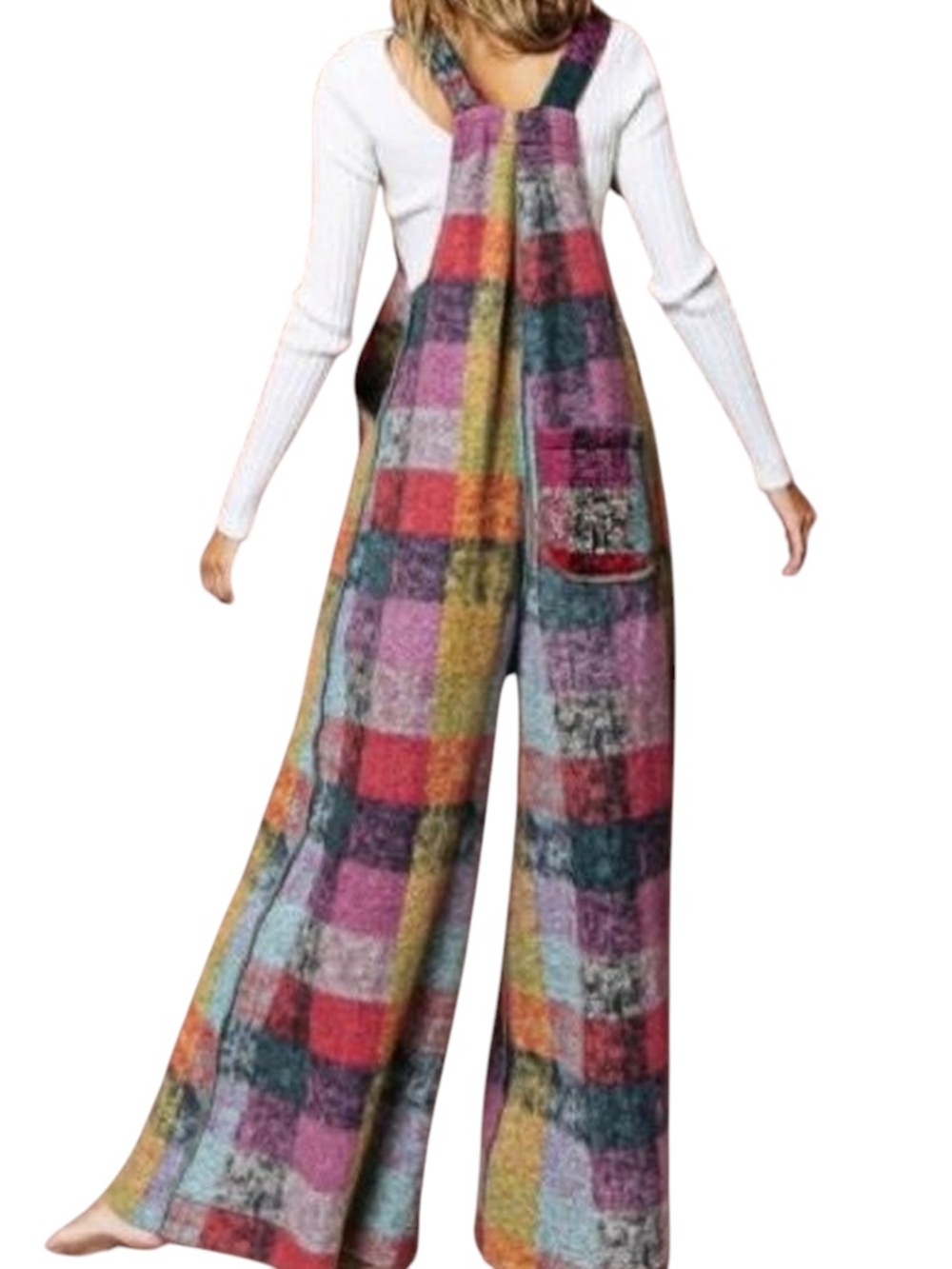 BiBi Vintage Brushed Checkered wide leg overalls - Picture 2 of 13
